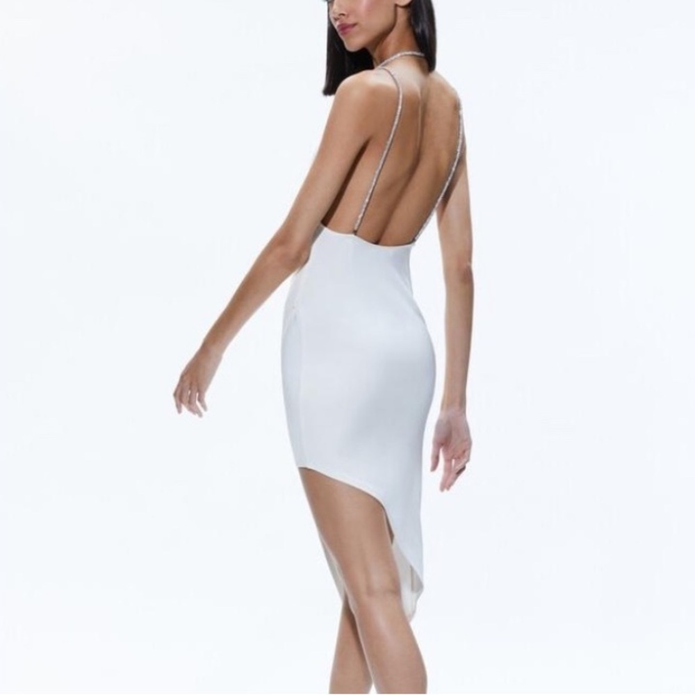 New Alice and Olivia Coral Crystal Strap Midi Dress - Picture 2 of 12